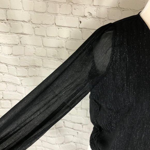 Madewell Shimmer Wrap Top Black Blouse Size Small - Picture 9 of 13